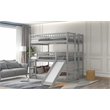 Afuera Living Full-Over-Full-Over-Full Pine Wood Triple Bed with Ladder & Slide