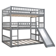 Afuera Living Full-Over-Full-Over-Full Pine Wood Triple Bed with Ladder & Slide
