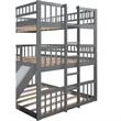 Afuera Living Full-Over-Full-Over-Full Pine Wood Triple Bed with Ladder & Slide