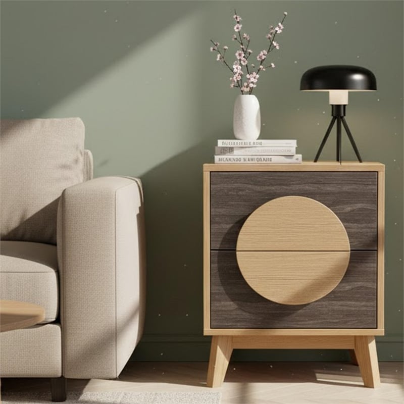 Afuera Living Colour-Blocking 2-Drawer End Table Set of 2 15.8x15.8x21 Inches