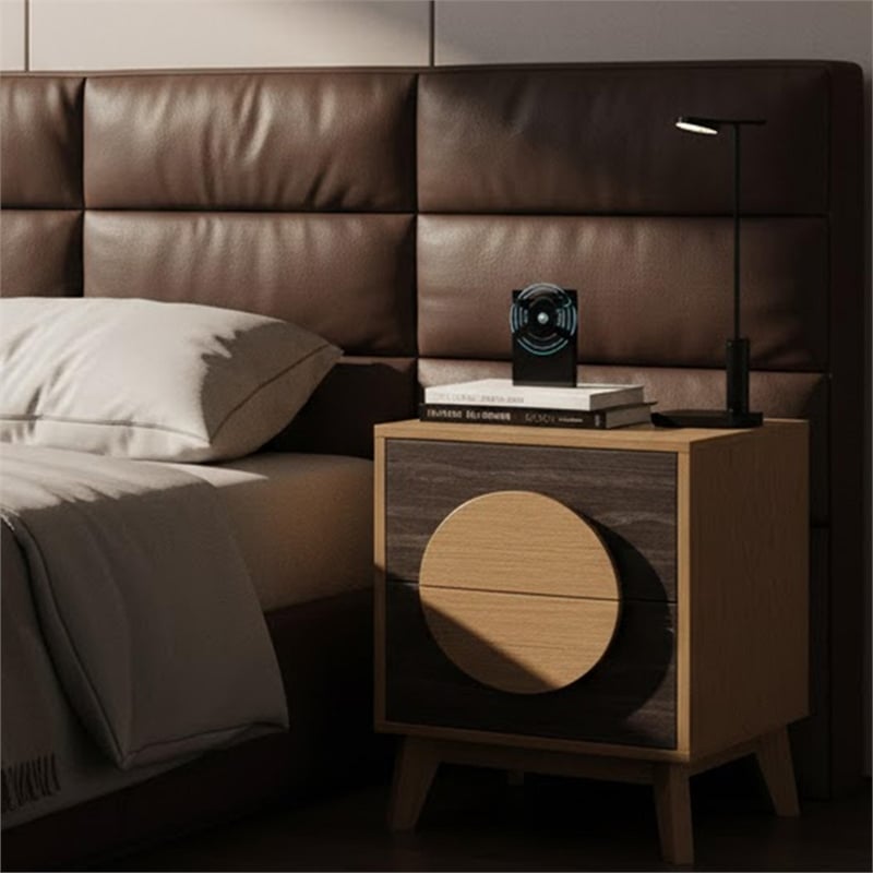 Afuera Living Colour-Blocking 2-Drawer End Table Set of 2 15.8x15.8x21 Inches