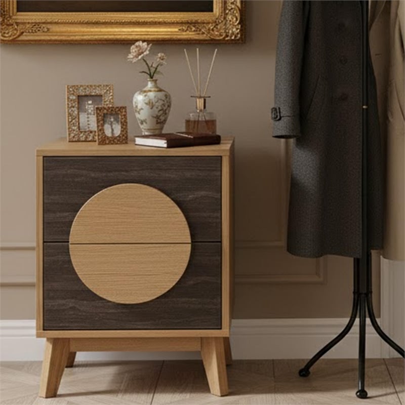 Afuera Living Colour-Blocking 2-Drawer End Table Set of 2 15.8x15.8x21 Inches