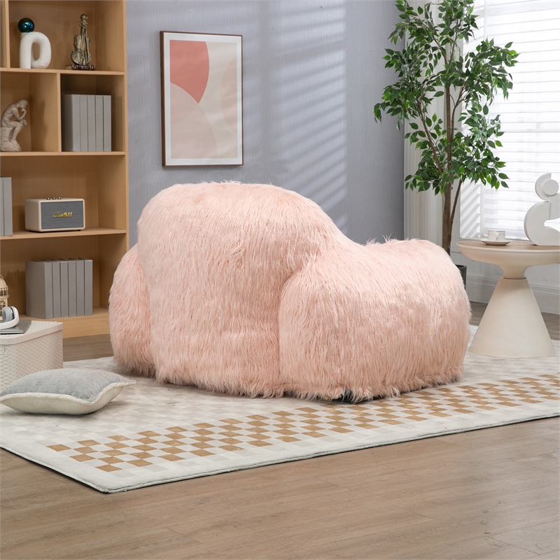 Afuera Living Pink Faux Fur Bean Bag Chair with Memory Sponge Fill