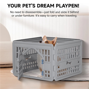 Afuera Living Grey Resin 4-Panel Dog Playpen 23.82x33.54 Inches Up to 30 lbs