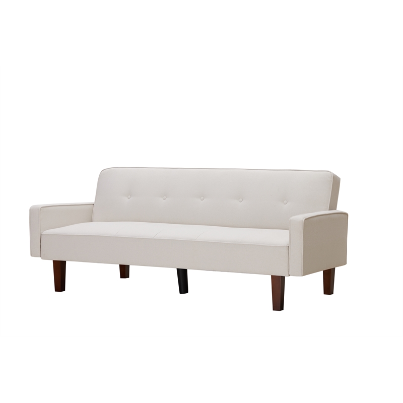 Afuera Living White Linen Split-Back Convertible Sofa Bed 500 lbs Capacity
