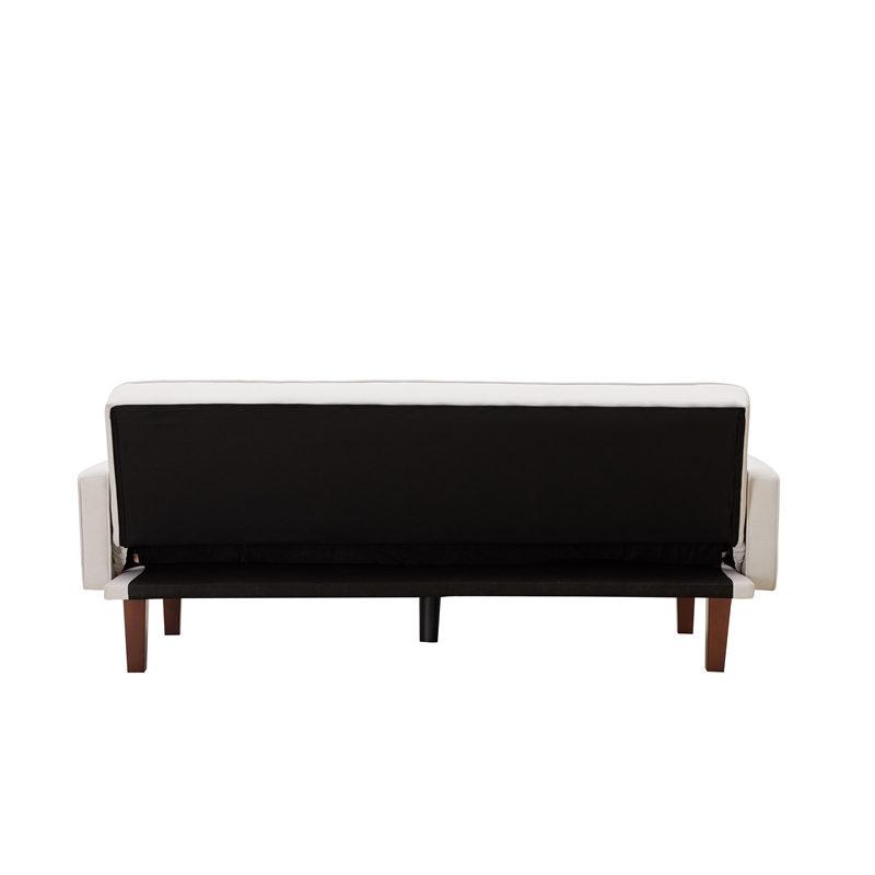 Afuera Living White Linen Split-Back Convertible Sofa Bed 500 lbs Capacity