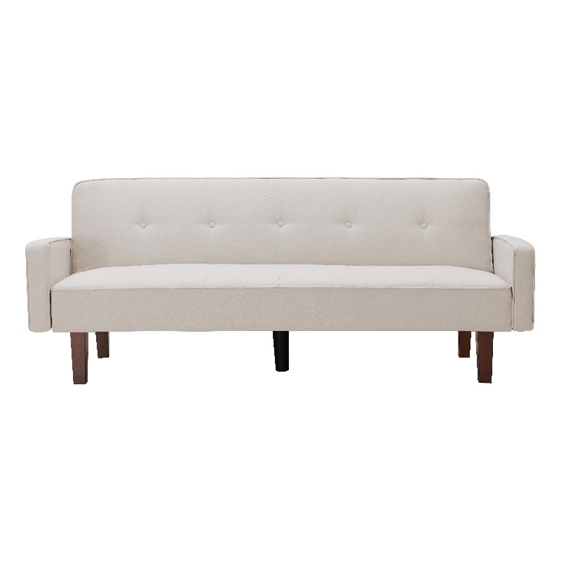 Afuera Living White Linen Split-Back Convertible Sofa Bed 500 lbs Capacity