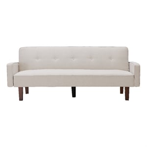 Afuera Living White Linen Split-Back Convertible Sofa Bed 500 lbs Capacity