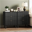 Afuera Living Black Fluted 24-Inch 3-Drawer Nightstand with Rose Gold Handles