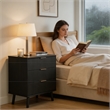Afuera Living Black Fluted 24-Inch 3-Drawer Nightstand with Rose Gold Handles