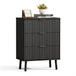Afuera Living Black Fluted 24-Inch 3-Drawer Nightstand with Rose Gold Handles