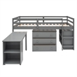 Afuera Living Grey Twin Loft Bed with Cabinet & Rolling Desk & Bookshelf