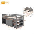 Afuera Living Grey Twin Loft Bed with Cabinet & Rolling Desk & Bookshelf