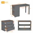 Afuera Living Grey Twin Loft Bed with Cabinet & Rolling Desk & Bookshelf