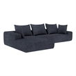 Afuera Living Blue L-Shaped Chenille Foam-Filled Modular Sofa No Assembly