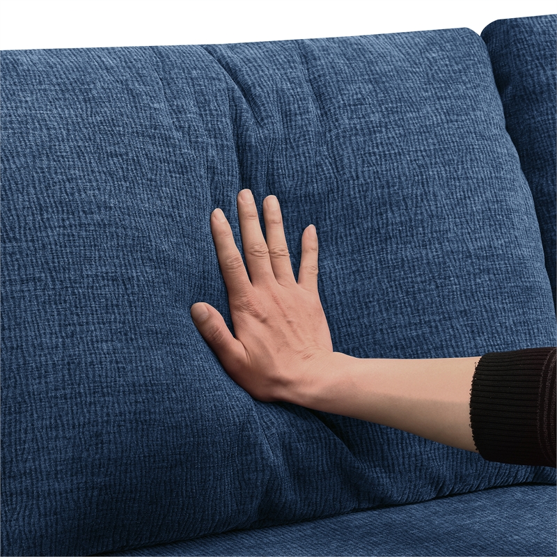 Afuera Living Navy Foam-Filled Chenille U-Shaped Modular Floor Sofa