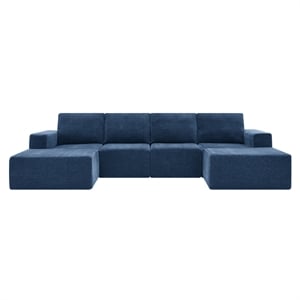 Afuera Living Navy Foam-Filled Chenille U-Shaped Modular Floor Sofa