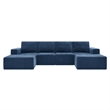 Afuera Living Navy Foam-Filled Chenille U-Shaped Modular Floor Sofa