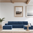 Afuera Living Navy Foam-Filled Chenille U-Shaped Modular Floor Sofa