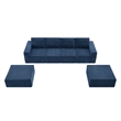 Afuera Living Navy Foam-Filled Chenille U-Shaped Modular Floor Sofa