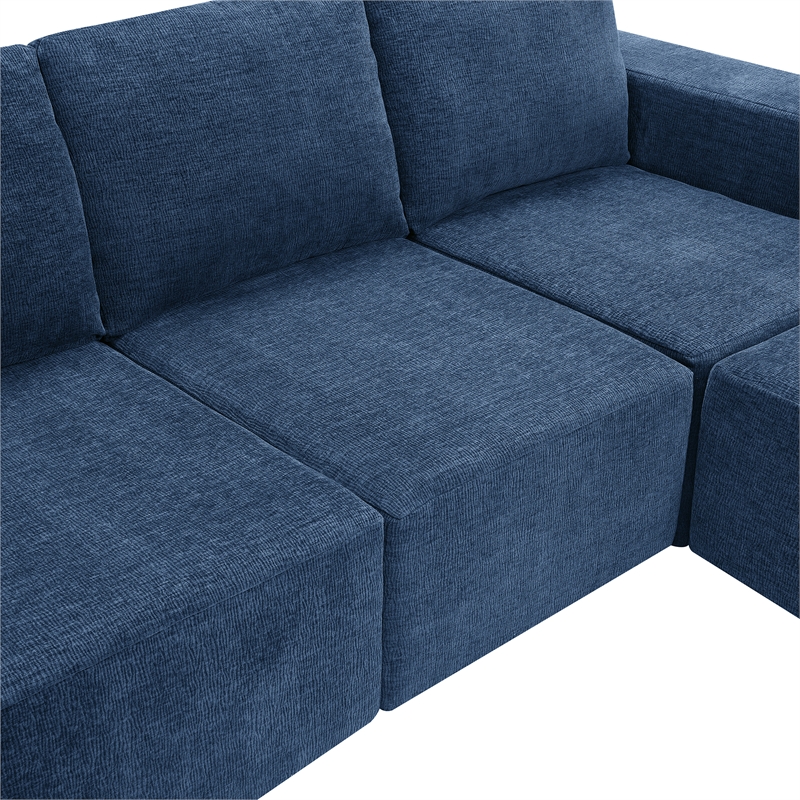 Afuera Living Navy Foam-Filled Chenille U-Shaped Modular Floor Sofa