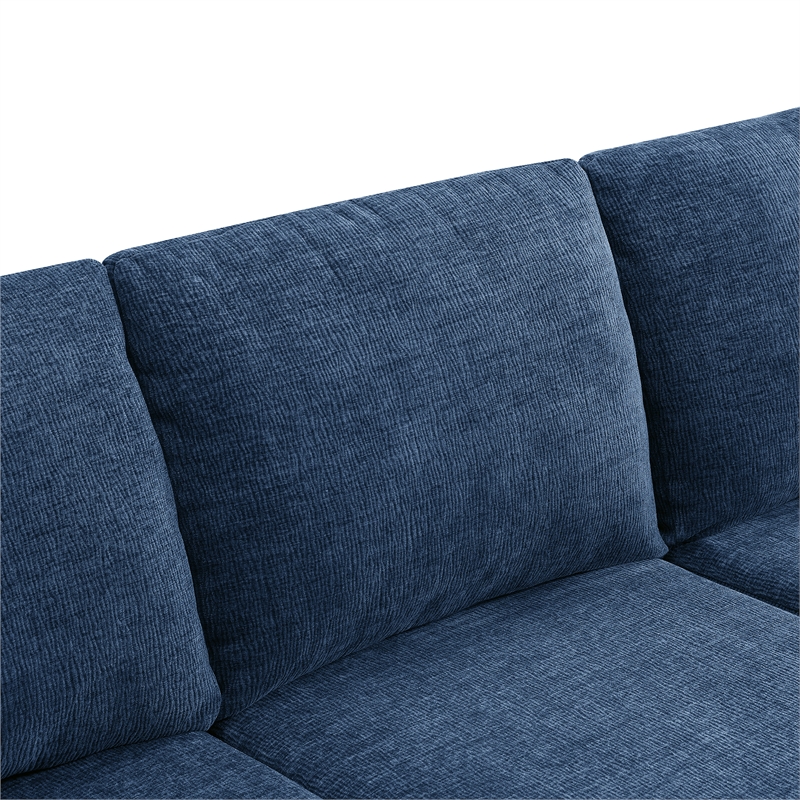 Afuera Living Navy Foam-Filled Chenille U-Shaped Modular Floor Sofa