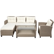 Afuera Living 4-Piece Beige Wicker Patio Sectional Sofa Set with Cushions