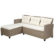 Afuera Living 4-Piece Beige Wicker Patio Sectional Sofa Set with Cushions