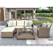 Afuera Living 4-Piece Beige Wicker Patio Sectional Sofa Set with Cushions