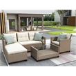 Afuera Living 4-Piece Beige Wicker Patio Sectional Sofa Set with Cushions