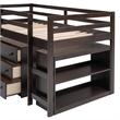 Afuera Living Low Twin Loft Bed with Cabinet and Rolling Portable Desk