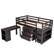 Afuera Living Low Twin Loft Bed with Cabinet and Rolling Portable Desk