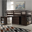 Afuera Living Low Twin Loft Bed with Cabinet and Rolling Portable Desk