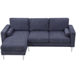 Afuera Living 86-Inch Chenille L-Shaped Sectional Sofa in Blue and Gray