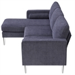 Afuera Living 86-Inch Chenille L-Shaped Sectional Sofa in Blue and Gray