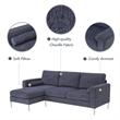 Afuera Living 86-Inch Chenille L-Shaped Sectional Sofa in Blue and Gray