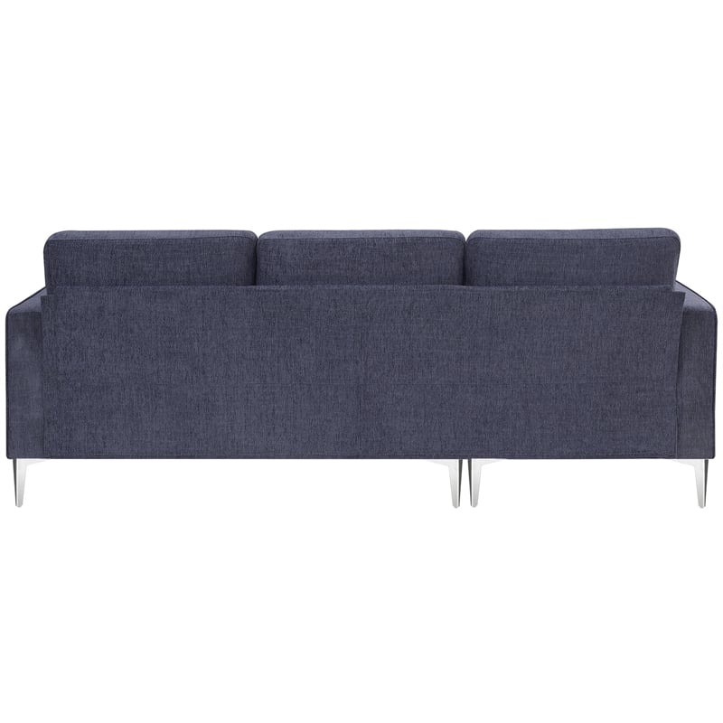 Afuera Living 86-Inch Chenille L-Shaped Sectional Sofa in Blue and Gray