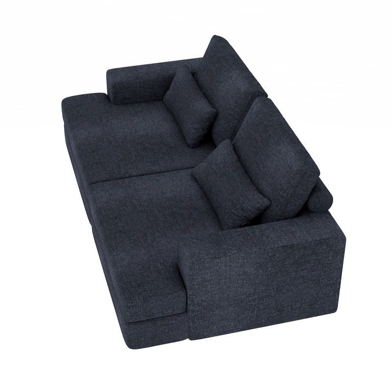 Afuera Living 93-Inch Upholstered Blue Sleeper Sofa with Wide Arms