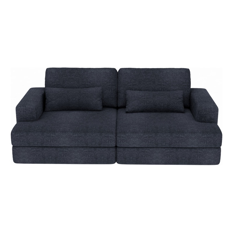 Afuera Living 93-Inch Upholstered Blue Sleeper Sofa with Wide Arms