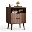 Afuera Living Brown Fluted 2-Drawer Nightstand with Rose Gold Handles