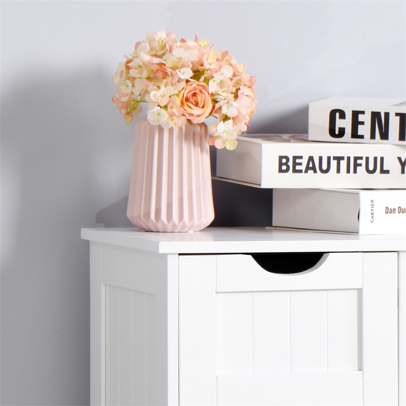 Afuera Living White Bathroom Floor Storage Cabinet with Adjustable Shelf