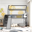 Afuera Living Gray Twin Loft Bed with 2 Drawers & Slide & Playhouse Design