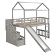 Afuera Living Gray Twin Loft Bed with 2 Drawers & Slide & Playhouse Design