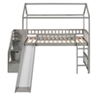 Afuera Living Gray Twin Loft Bed with 2 Drawers & Slide & Playhouse Design