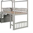 Afuera Living Gray Twin Loft Bed with 2 Drawers & Slide & Playhouse Design