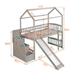 Afuera Living Gray Twin Loft Bed with 2 Drawers & Slide & Playhouse Design