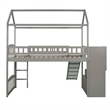 Afuera Living Gray Twin Loft Bed with 2 Drawers & Slide & Playhouse Design