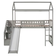 Afuera Living Gray Twin Loft Bed with 2 Drawers & Slide & Playhouse Design