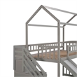 Afuera Living Gray Twin Loft Bed with 2 Drawers & Slide & Playhouse Design