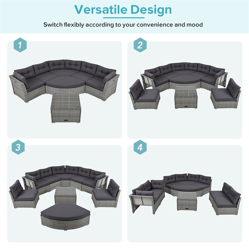 Afuera Living Outdoor Patio Convertible Sofa Bed Furniture Set